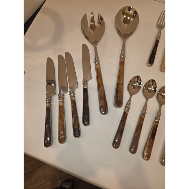 New 22 Piece Set of Bone and Stainless Flatware From Restoration Hardware For Sale - Image 9 of 11