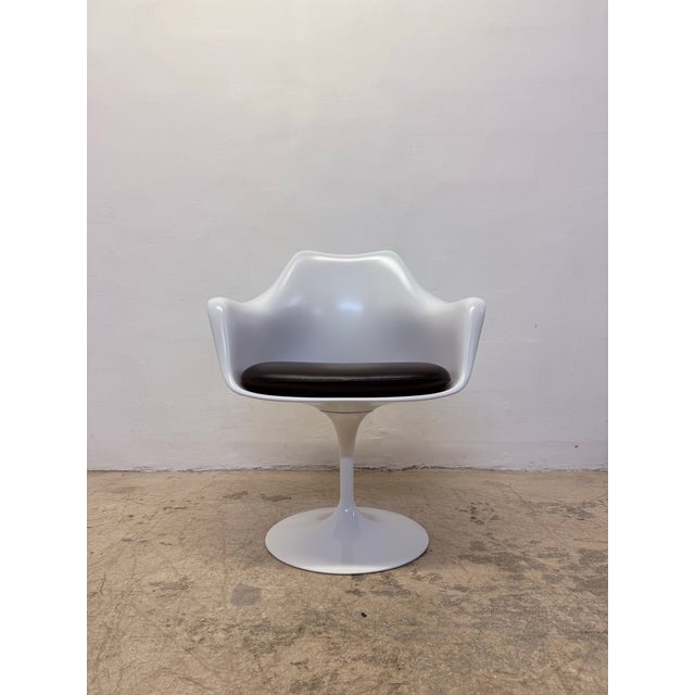 Metal Eero Saarinen Tulip Pedestal Arm Chairs for Knoll - A Pair For Sale - Image 7 of 12
