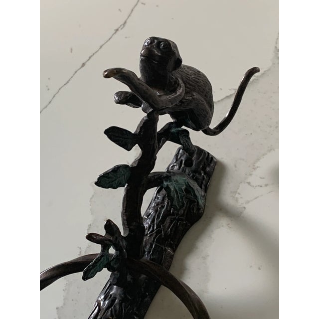 Vintage Bronze Towel Ring With Monkey For Sale - Image 4 of 4