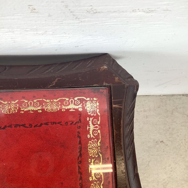 Vintage Queen Anne Style Nesting Tables With Tooled Leather Tops – Set of Three For Sale - Image 12 of 12