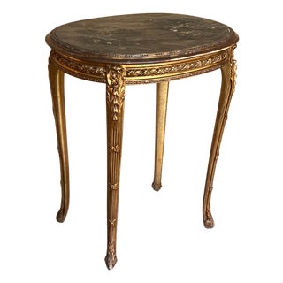 Early 20th Century French Louis XVI Style Gilded Oval Console Table with Four Legs For Sale