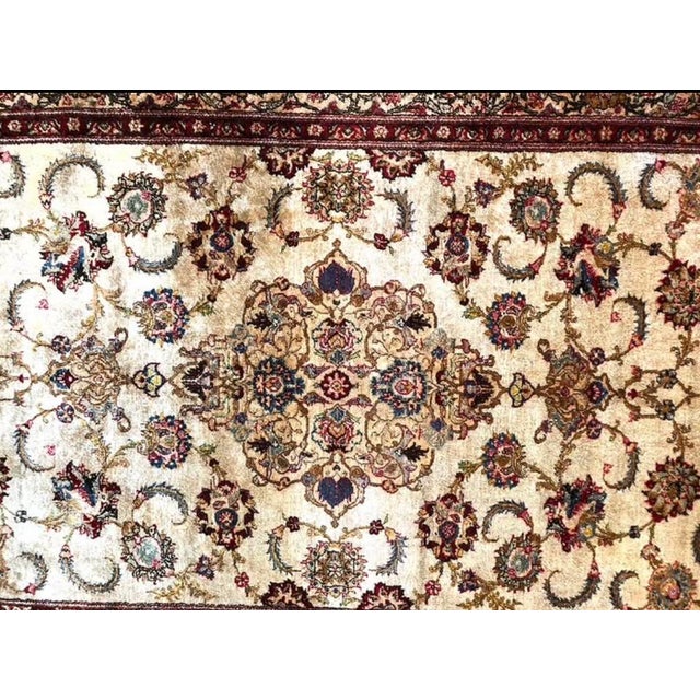 A Stunning Antique 100% Silk Persiam Kashan Rug | Chairish