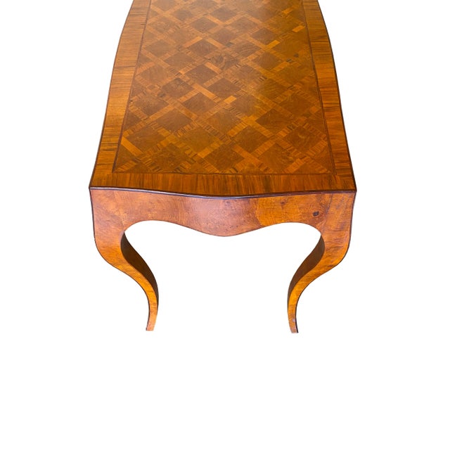 Mid 20th Century Sleek Italian Parquetry Inlay Writing Desk, Made in Italy For Sale - Image 5 of 18
