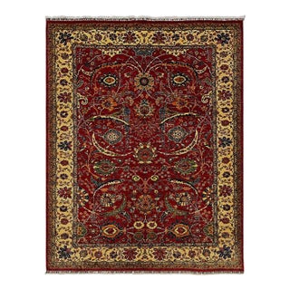 Red Bijar Persian Design Wool Rug With Floral Border, 8'2" X 10'10" For Sale