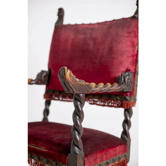 Red Antique Italian Lounge Chair For Sale - Image 8 of 9