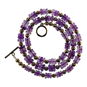 Lilac Amethyst & Lava Rock Necklace