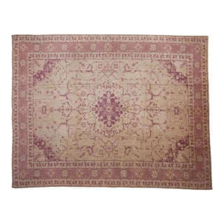 Vintage Distressed Oushak Carpet - 9'6" X 12'2" For Sale