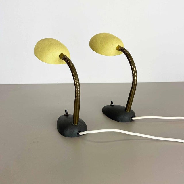 Metal Yellow + Black Sputnik Table Lights in the style of Stilnovo and Auböck, Italy, 1950s, Set of 2 For Sale - Image 7 of 18