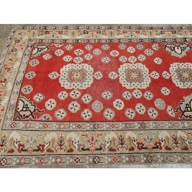 Brick Red Galerie Shabab Collection Mid-20th Century Turkish Anatolian Gallery Rug For Sale - Image 8 of 10
