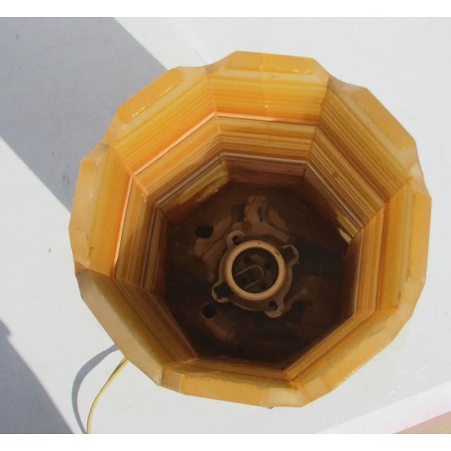 Chestnut Vintage Art Deco Banded Onyx Lantern For Sale - Image 8 of 9