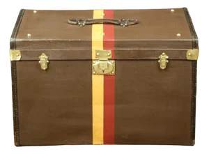 Hat Trunk in Brown Canvas with Stable Bands