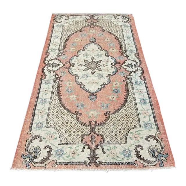 Bohemian Vintage Wool Rug- 4′ × 7′6″ For Sale