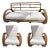 Fully Refurbished, Double Tear-Drop Stacked Rattan Bamboo Sofa and Chair Living Room Set. Mid-Century, Rattan in the Manner of Paul Frankl. For Sale
