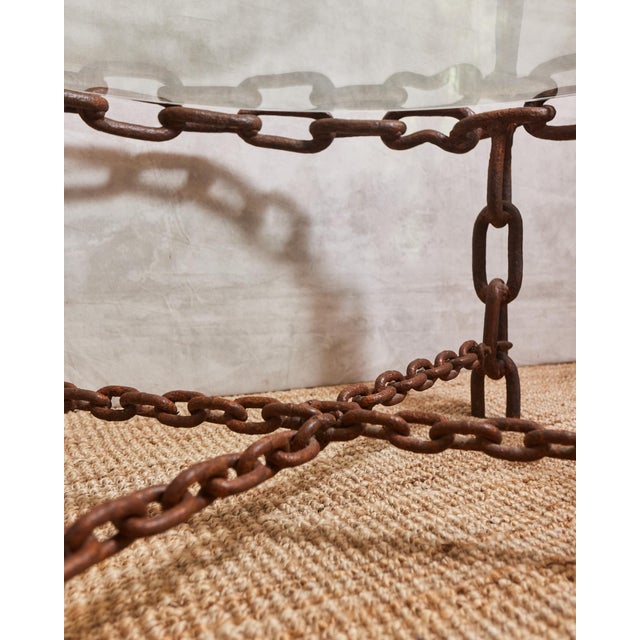Metal Vintage Brutalist Linked Chain Round Coffee Table For Sale - Image 7 of 14