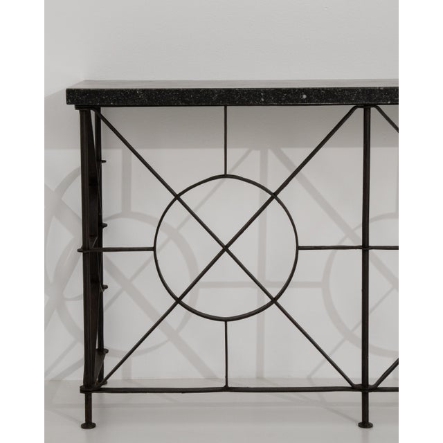 19th Century French Wrought Iron Console with Blue Stone Top For Sale - Image 11 of 13