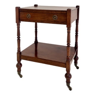 English Mahogany Two-Tier Georgian Style Side Table on Casters, Circa 1930s For Sale