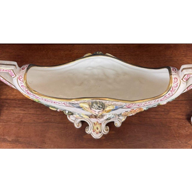 Ceramic Triptych with Cherubs in Porcelain from Capodimonte, 1930s, Set of 3 For Sale - Image 7 of 11