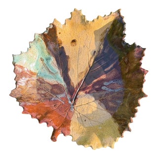 Signed Studio Pottery Leaf Form Decorative Dish For Sale
