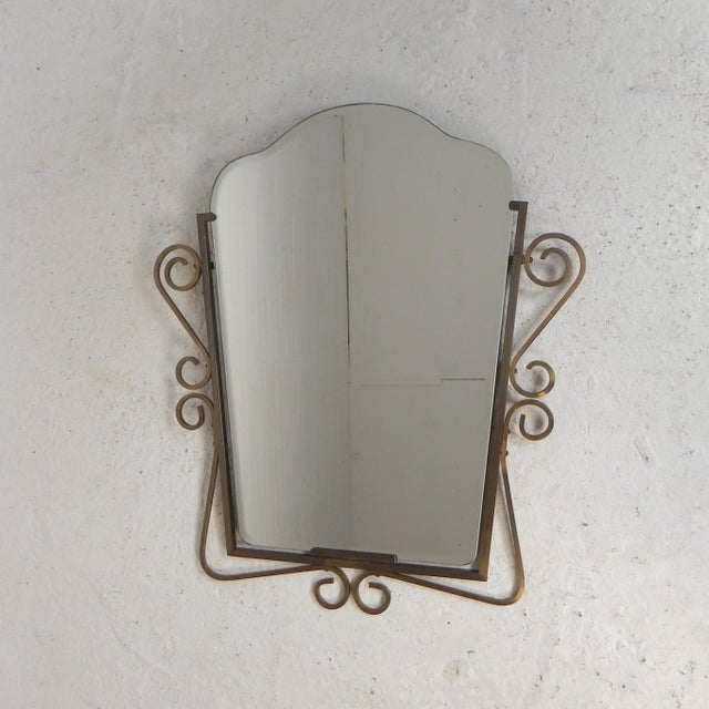 Vintage Faceted Mirror in Brass Frame, 1950s For Sale - Image 10 of 10