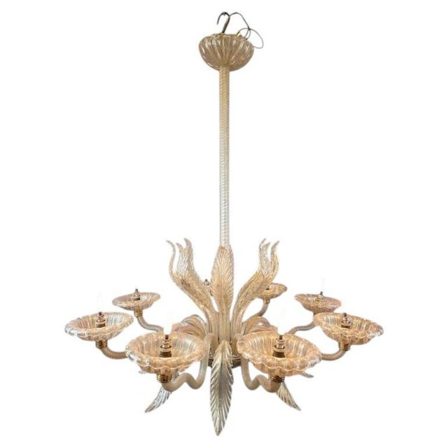 Murano Glass 8-Light Chandelier, Italy, 1940s For Sale - Image 11 of 11