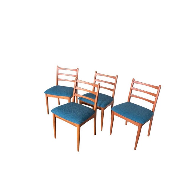 Glass Mid-Century Ladder-Back Dining Chairs in Teak Frames from Schreiber, 1960s, Set of 6 For Sale - Image 7 of 9