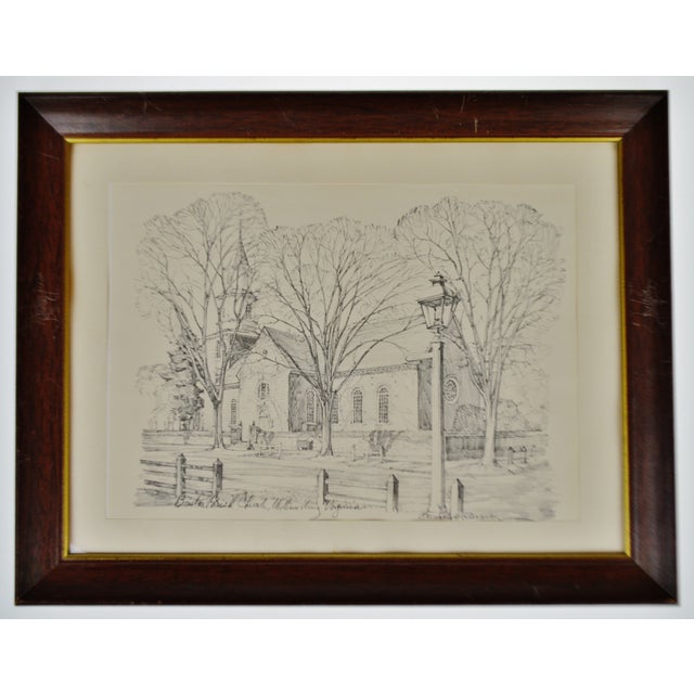 Vintage Framed Bruton Parish Church Williamsburg, Va. Print by Charles