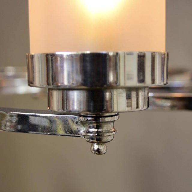 1930s Art Deco Glass Six-Arm Ceiling Lamp, 1930s For Sale - Image 5 of 18