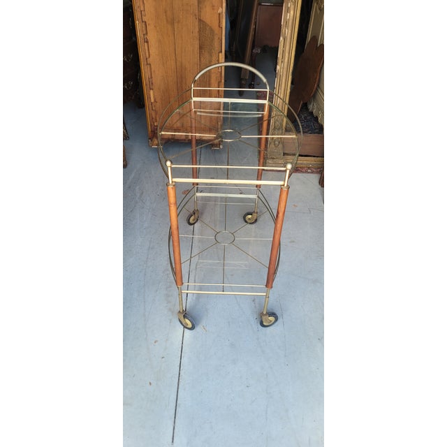 1950s MCM Vintage 1950s Gold Tone Bar Cart For Sale - Image 5 of 8