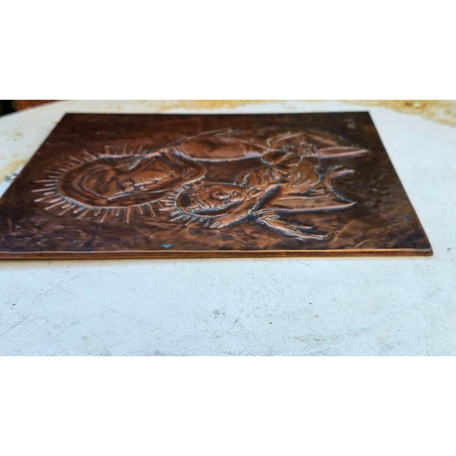Bas-Relief Painting in Copper wth Mother of God Motif by M.A., 1950s-1970s For Sale - Image 6 of 10