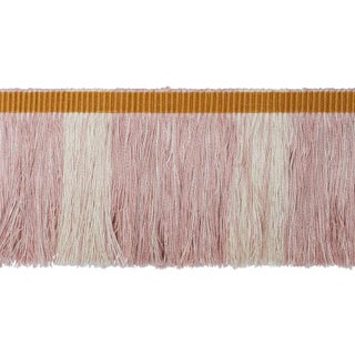 Schumacher x Stephanie Seal Brown Calcada Fringe Trim in Rose Quartz For Sale