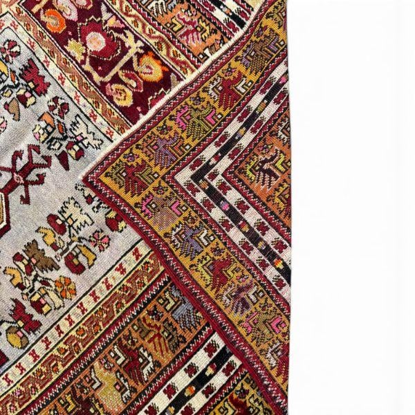 Traditional Antique Avanos Cappadocia Rug | Vibrant Red Prayer Rug With Intricate Decorative Details | 5x7 For Sale - Image 3 of 5