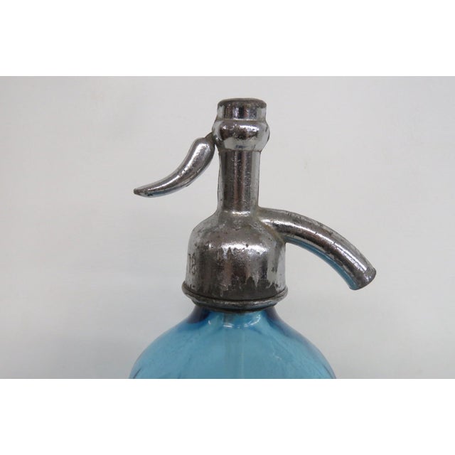 Larocco Bros Blue Glass Seltzer Bottle 26 Oz Middletown Ny Made in Czech 4822b For Sale - Image 15 of 18