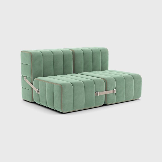 Not Yet Made - Made To Order Curt Modular Set - Flexible 2-Seater - Barcelona - Patina - V3347/46 (Light Green) by Ambivalenz, Set of 4 For Sale - Image 5 of 5