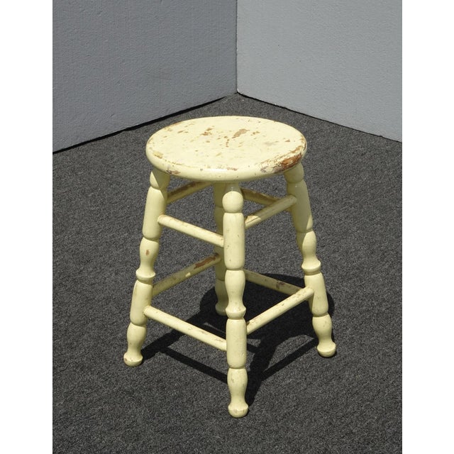 Gorgeous Stool in Good Vintage Condition. Solid and Firm. T he finish shows dings and scratches which adds to its Rustic...