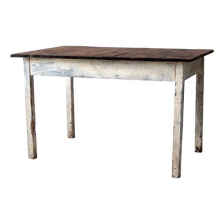 Antique Painted Wood Farmhouse Table For Sale