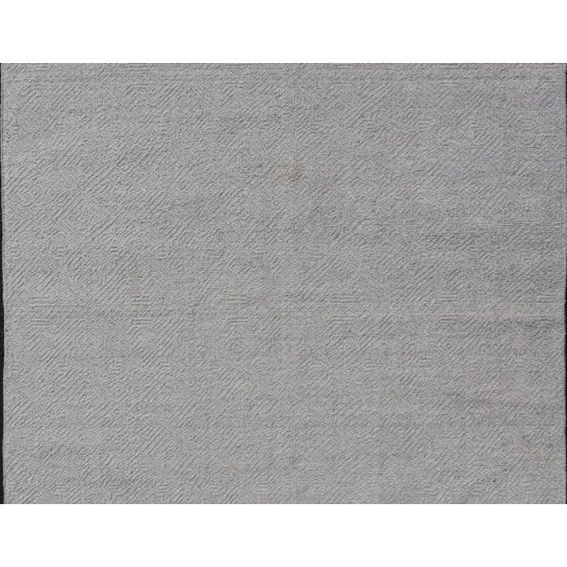 Measures 5'7 x 9'0 Muted Modern Indian All Gray Hand-Knotted Rug in Wool; Country of Origin: India; Type: Modern, Modern...