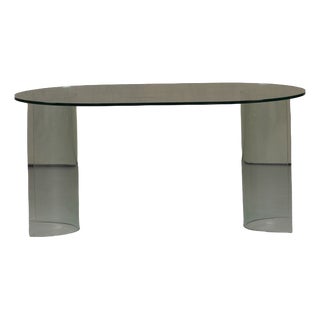 Vintage Oval Tempered Glass Dining Table from Fiam, Italy, 1980s For Sale