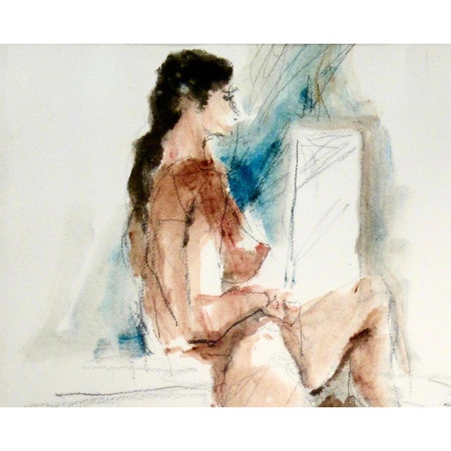 This artwork titled "Nude Reading" c.1970, is a watercolor on paper by noted California artist William Jack Laycox,...