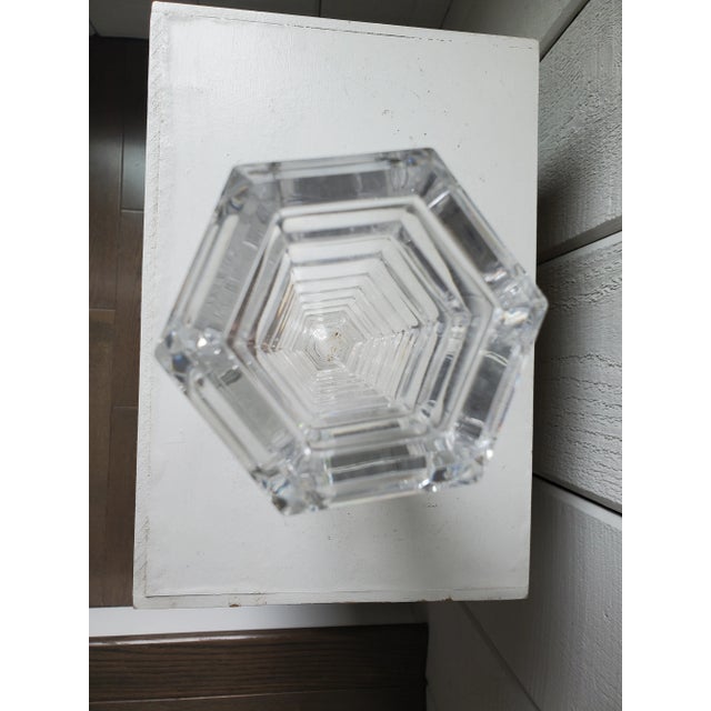 Vintage 1970s Glass Hexagonal Vase For Sale - Image 4 of 6