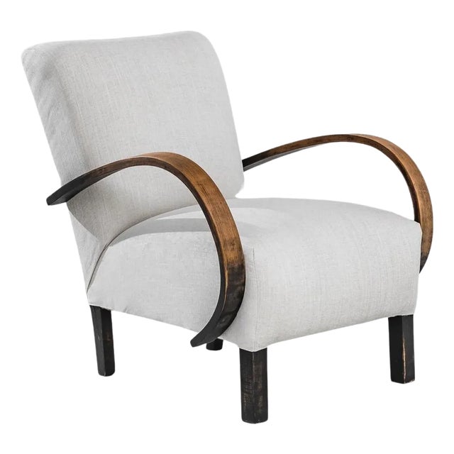 1950s Czech Wooden Armchair by J. Halabala For Sale