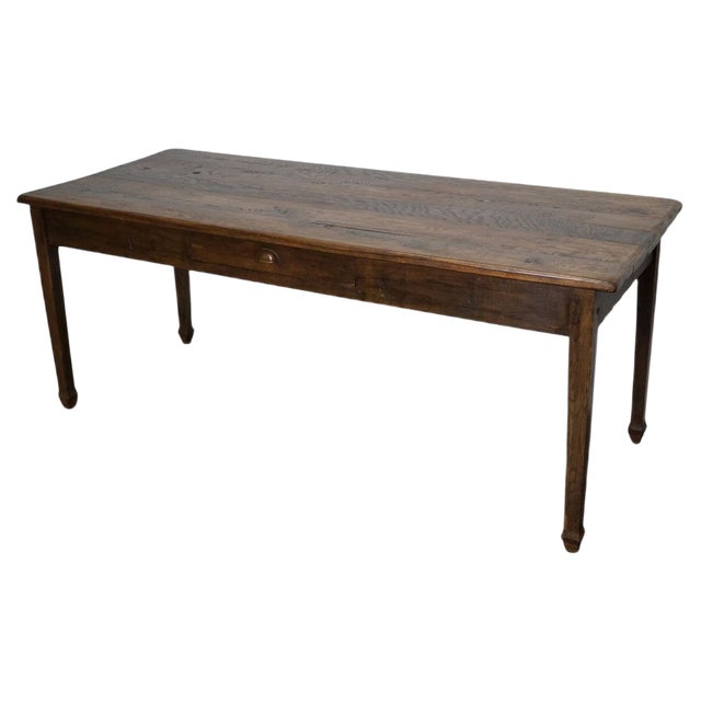 Antique French Oak Farmhouse Dining Table, Late 19th Century For Sale
