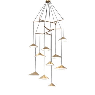 Emily V10 Group Pendant Light in Gold Semi-Matte by Daniel Becker for Moss Objects For Sale