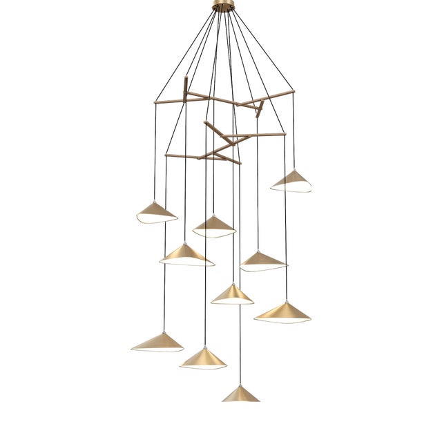 Emily V10 Group Pendant Light in Gold Semi-Matte by Daniel Becker for Moss Objects For Sale