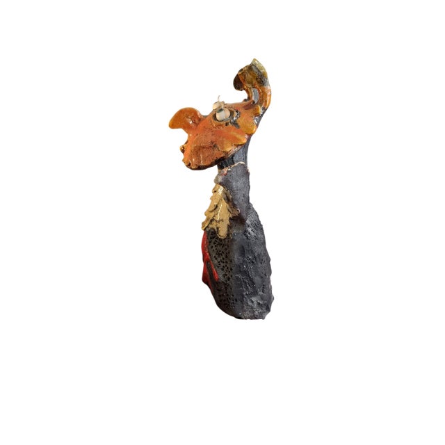 Brutalist Jean Linard, Raku Owl Sculpture by Jean Linard, 2002, Ceramic For Sale - Image 3 of 10