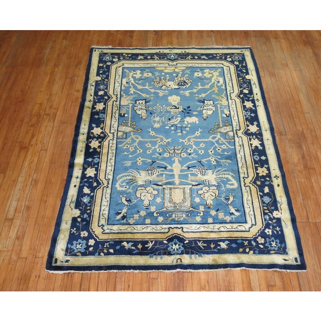 Blue Chinese Pictorial Antique Peking Rug - 6' x 8'6" For Sale - Image 14 of 18