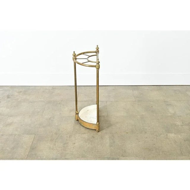 French 20th Century Brass Demilune Umbrella Stand For Sale - Image 10 of 10