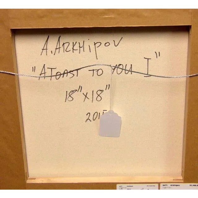 Anton Arkhipov "A Toast to You" Original Oil Painting Canvas in Custom Frame For Sale - Image 4 of 6