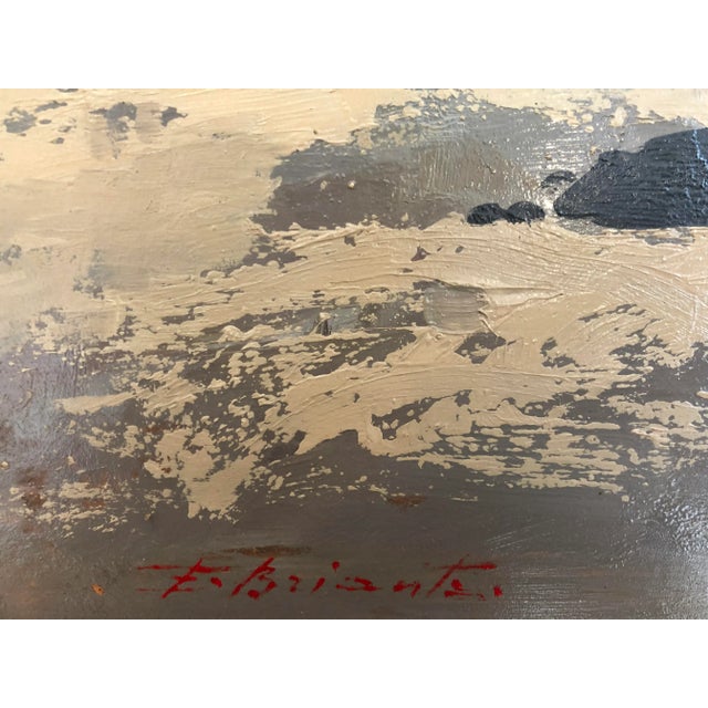 Modern Ezelino Briante, Port de pêche animé, Oil on Wood, Framed For Sale - Image 3 of 10