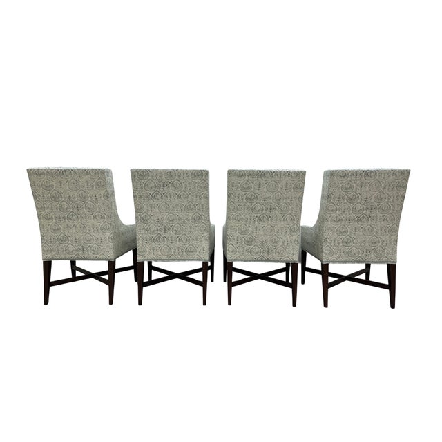 Transitional Swaim Furniture Cary Arm Chairs With Rose Tarlow Fabric (Set of 4) For Sale - Image 3 of 12