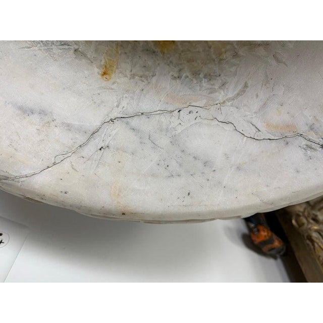Pair of 19th Century Hand-Carved Carrara Marble Urn Planters, Italy For Sale - Image 9 of 13